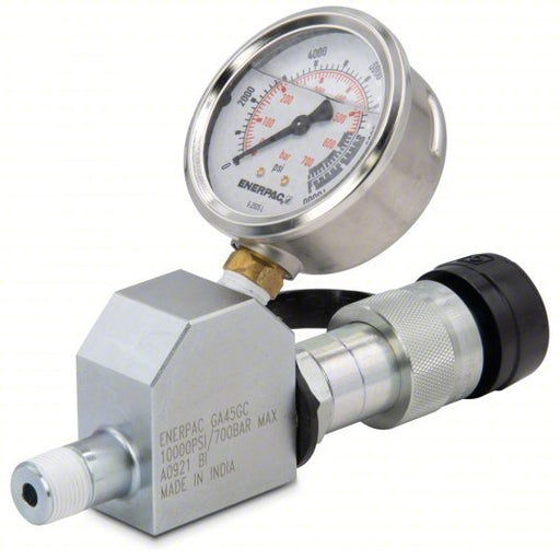 Enerpac GA45GC Gauge Adapter Assembly 0 to 10,000 psi, 2 1/2 in Dial, 3/8 in NPTF Male, Bottom