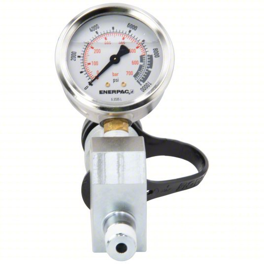 Enerpac GA45GC Gauge Adapter Assembly 0 to 10,000 psi, 2 1/2 in Dial, 3/8 in NPTF Male, Bottom