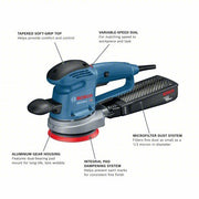 Bosch GEX33-5N Corded Sander 5 in Dia, Random Orbital, Hook and Loop, 3/16 in Orbit, Variable Speed, 3 A