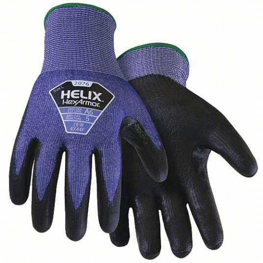 Hexarmor 2076-XS (6) Coated Gloves XS, ANSI Cut Level A6, Palm, Dipped, Polyurethane, Smooth, 1 PR