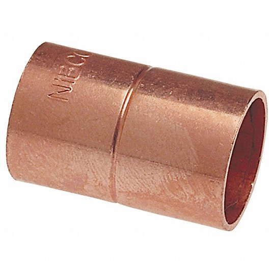 Nibco U600RS 1/2 Coupling, Rolled Tube Stop Wrot Copper, Cup x Cup, 1/2 in x 1/2 in Copper Tube Size