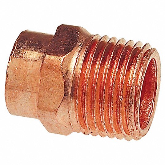 Nibco 604 1/2 Adapter Wrot Copper, Cup x MNPT, 1/2 in Copper Tube Size, For 5/8 in x 5/8 in Tube OD