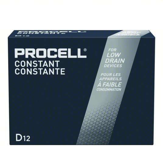 Duracell Procell PC1300 Battery D, Everyday, Alkaline, 1.5V DC, Procell Constant, 12 PK