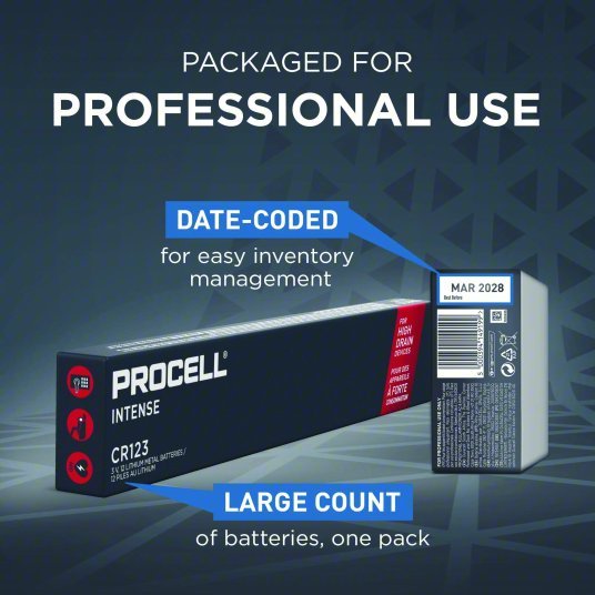 Duracell PL123 Battery 123 Battery Size, Lithium, 1,600 mAh Capacity, 3V DC, 12 PK