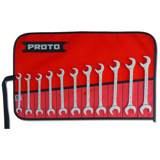 Proto J3100M Open End Wrench Set Alloy Steel, Chrome, 11 Tools, 9 mm to 19 mm Range of Head Sizes