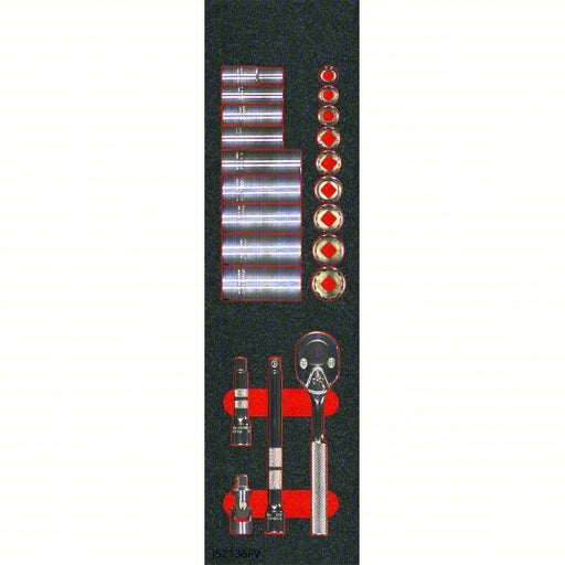Proto J52136RW Socket Sets 3/8 in Drive Size, 22 Pieces, 3/8 in to 7/8 in Socket Size Range, (9) 12-Point
