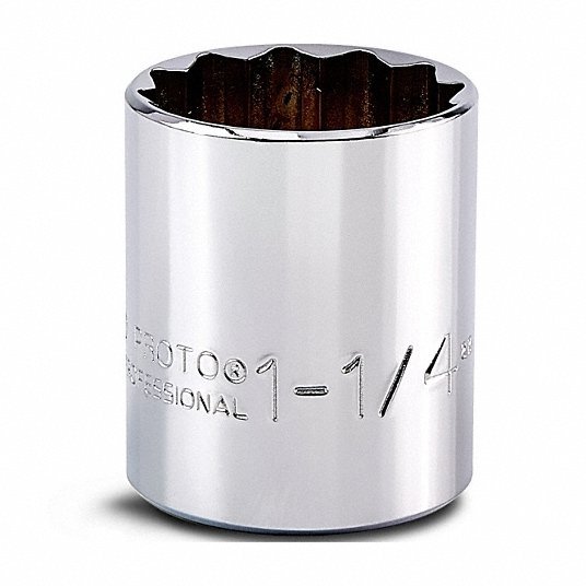 Proto J5440H Socket SAE, 1/2 in Drive Size, 1 1/4 in Socket Size, 6-Point, Std, Chrome, Not Tether Capable