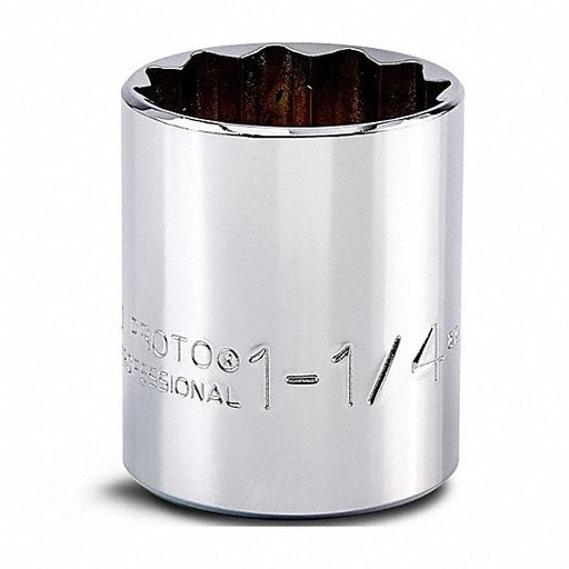 Proto J5440H Socket SAE, 1/2 in Drive Size, 1 1/4 in Socket Size, 6-Point, Std, Chrome, Not Tether Capable