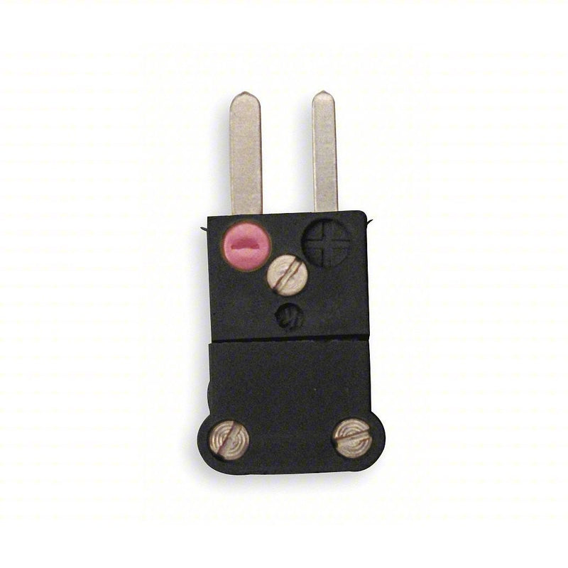 Tempco TCAR-1013 Thermocouple Plug Mini Plug, (2) Flat Pins, For Type J Sensor Type, Black