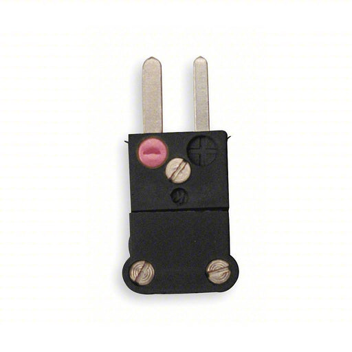 Tempco TCAR-1013 Thermocouple Plug Mini Plug, (2) Flat Pins, For Type J Sensor Type, Black