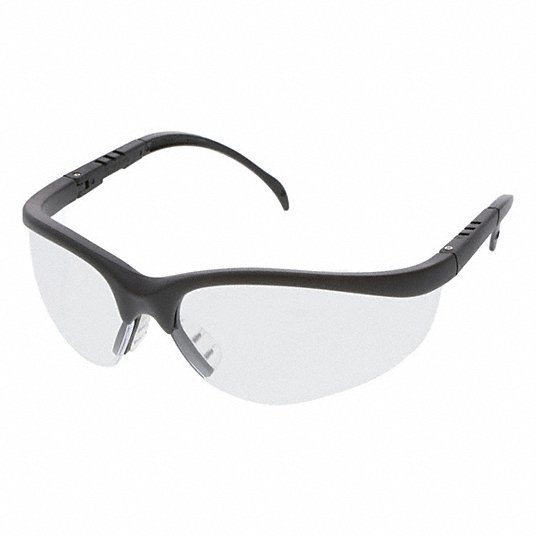 MCR Safety KD110 Klondike (KD1), Safety Glasses, Anti-Scratch, Clear Lens, Black Frame, Half Frame, 1 PR
