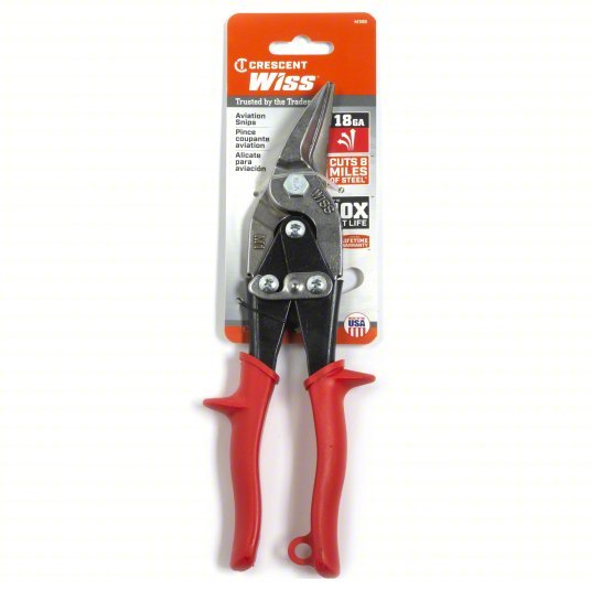 Crescent Wiss M1R Aviation Snip Left, 9 3/4 in Overall Lg, 1 1/2 in Cutting Lg, Steel, Plastic, Steel