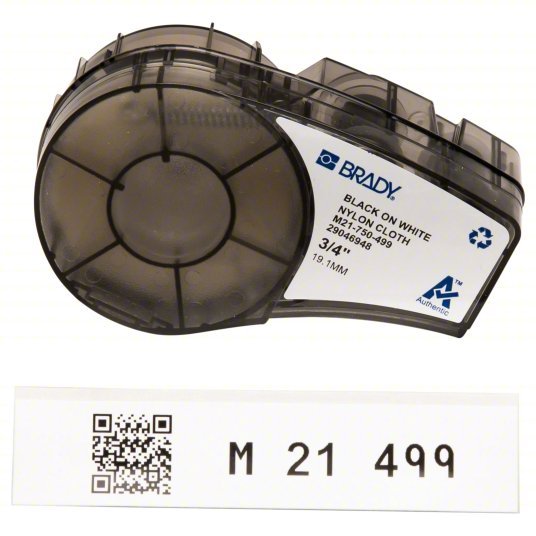 Brady M21-750-499 Nylon Cloth Wire & Cable Labels, 3-4"W X 16'L, Black-White