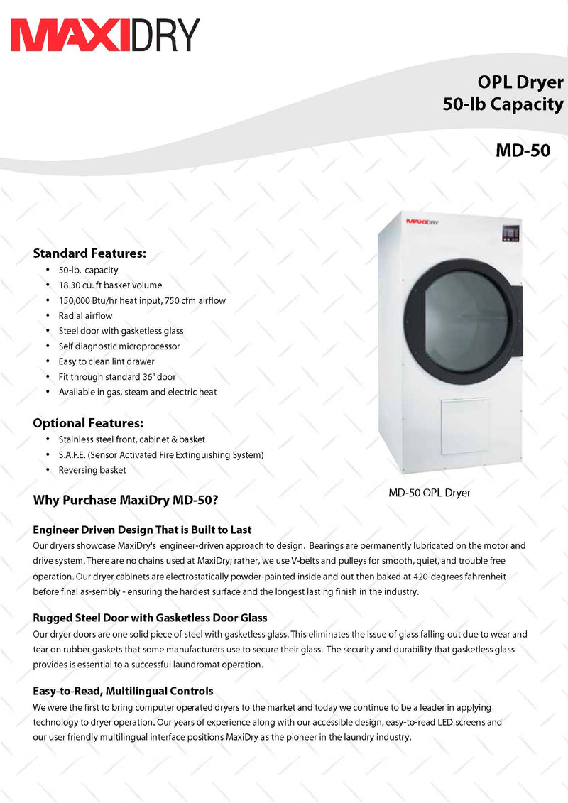 MaxiDry MDE50MDT 50 lbs Electric Heated Dryer, Manual
