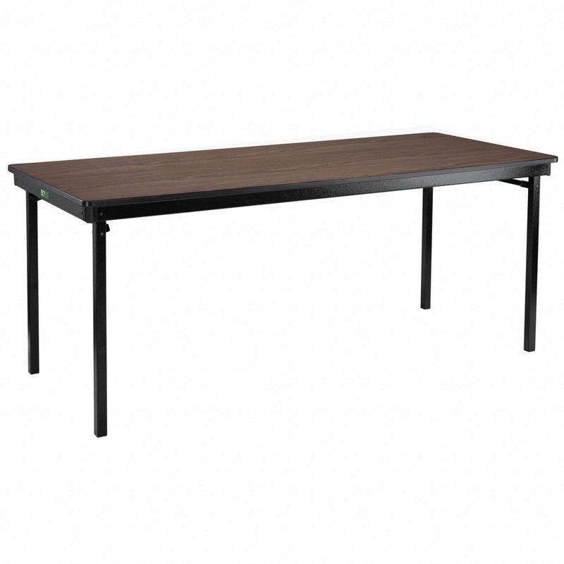 National Public Seating MSFT3072PWEBWT Folding Table, 30 in W x 72 in L x 29 in H, Montana Walnut Wood Top, Steel Frame, 500 lb Cap
