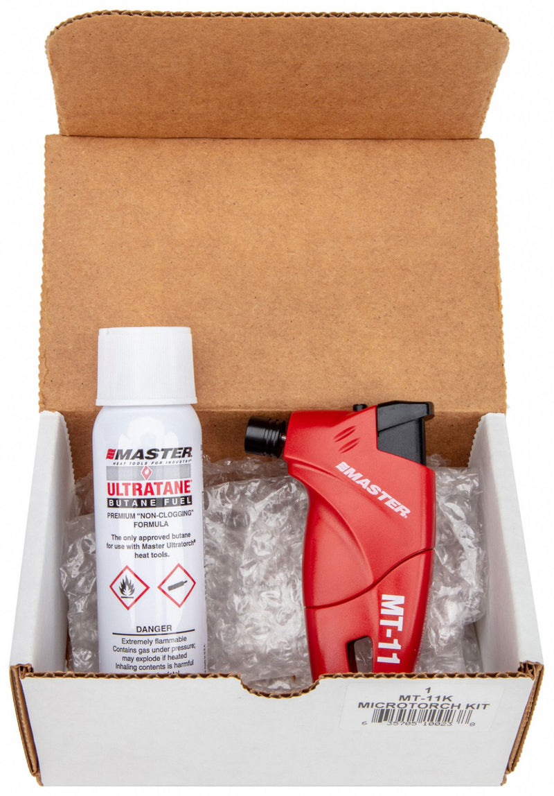 Master Appliance MT-11K Microtorch Palm-Size Butane Torch Kit, 2,500 °F Max, Self-Igniting