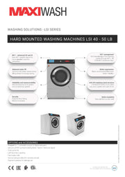 MaxiWash MWLSI-40-E Hard Mount Washer Extractor 40lb (18 kg) Capacity, G-Factor 126, Electric Heated