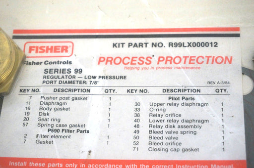 FISHER R99LX000012; Kit, Repair, 99L Comp Disc 7/8 Port - Redwood.KVR99LX000012