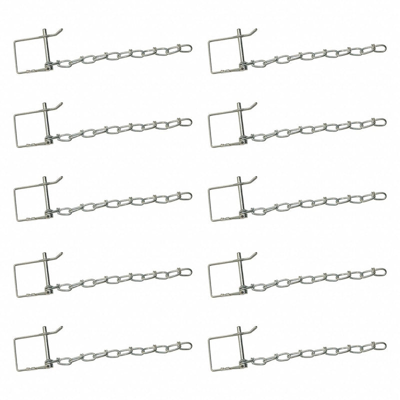Buyers Products P11C10 Safety Pins, Inch, 2.25 in Wire Dia, 1/4 in Shank Lg, 1/4 in Pin Dia, Safety, Steel, 10 PK