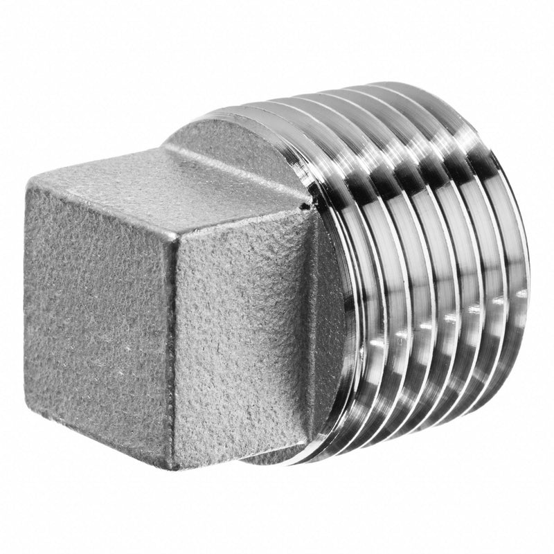 USA Industrials ZUSA-PF-23459 Plug, 1/2 in, NPT Threaded, Square Drive Solid Plug, 316 Stainless Steel, 150 psi @ 72°F, Class 150