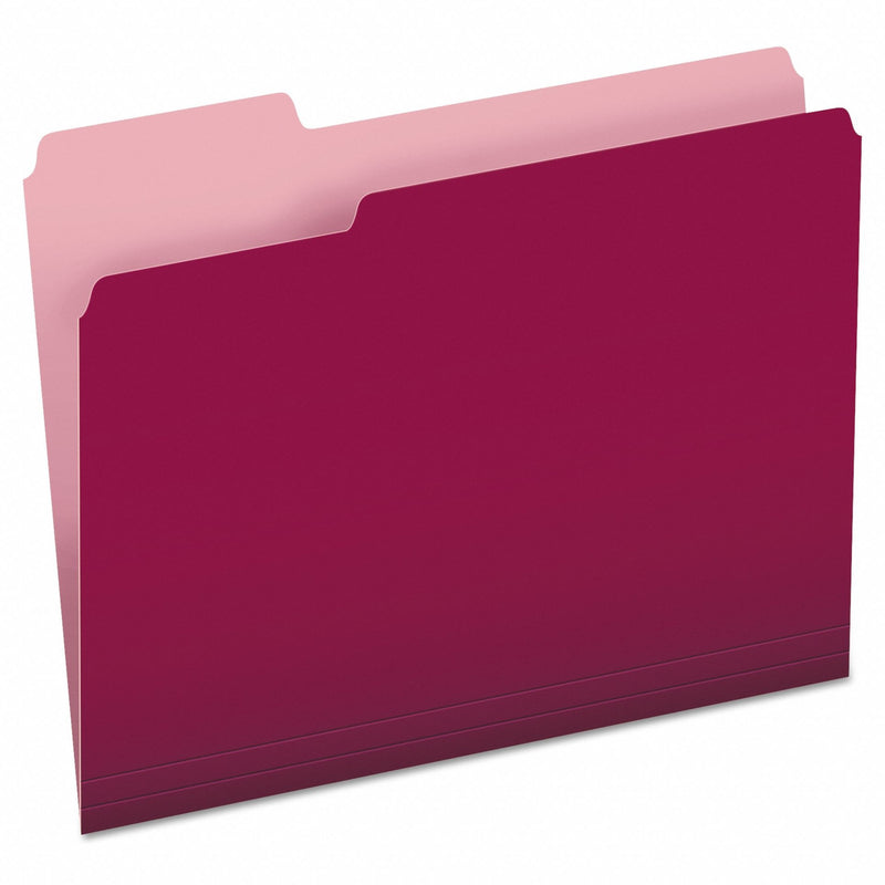 Approved Vendor PFX15213BUR File Folders, Letter, 8-1/2 in H x 11 in W, Burgundy, 11 pt. Stock, 1/3-Cut Tab, 100 PK
