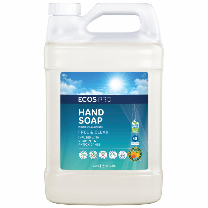 ECOS Pro PL9663/04 Liquid Hand Soap, Free & Clear, Fragrance Free, 1 gal Jug, Biodegradable, ECOS Series, 4 PK