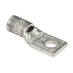 Thomas & Betts 54140 Copper One-Hole Lug, Standard Barrel, Peep Hole, Max 35kV, Wire Size #4 AWG, 3/8 in Bolt Size, Tin Plated, Die Code 29, Gray