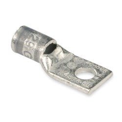 Thomas & Betts 54140 Copper One-Hole Lug, Standard Barrel, Peep Hole, Max 35kV, Wire Size #4 AWG, 3/8 in Bolt Size, Tin Plated, Die Code 29, Gray