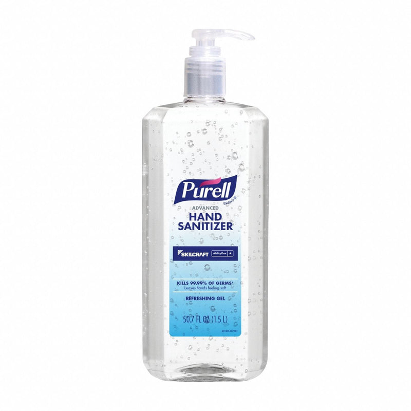 SKILCRAFT 8520-01-579-3825 Hand Sanitizer, Gel, Pump Bottle, 1.5 L, Alcohol, E3 NSF Rating, Moisturizing, 4 PK