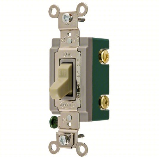 Hubbell HBL3031I Wall Switch Toggle Switch, Single Pole, Ivory, 30 A, Screw Terminals - Redwood.KV5Z809