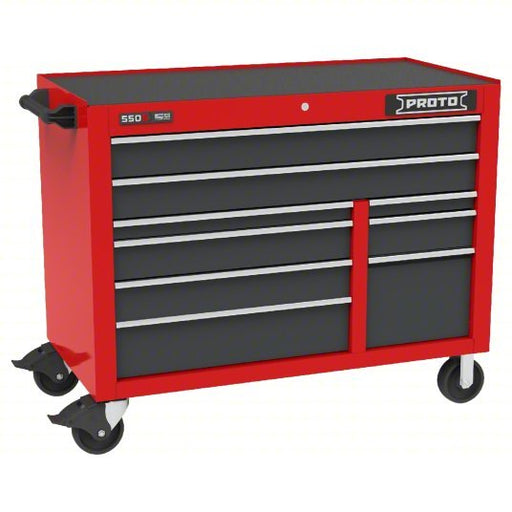 Proto J555041B-9SG Rolling Tool Cabinet, Gray/Red, 9 Drawers