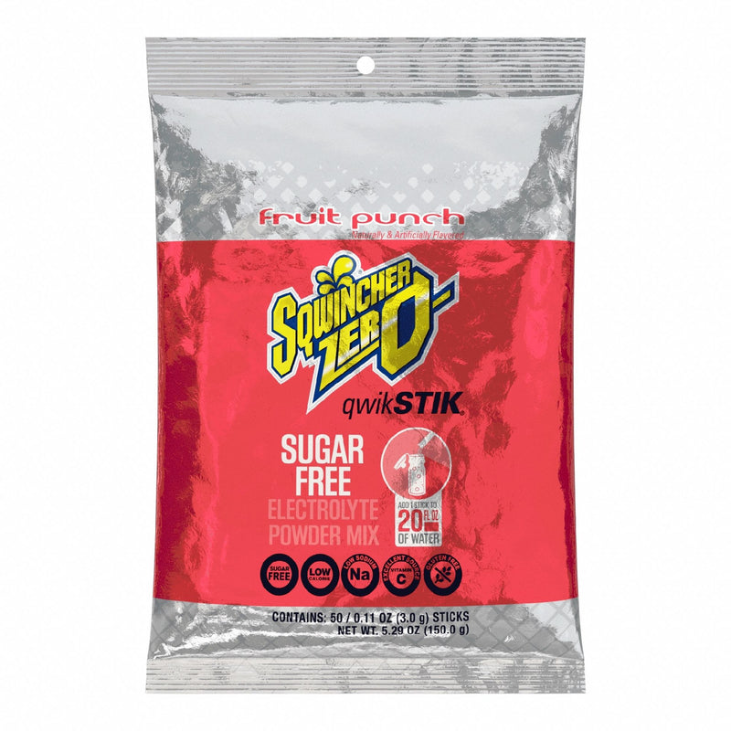 Sqwincher 159060102 Sports Drink Mix, Fruit Punch, Single-Serve, 20 oz Concentrate Per Pack, Sugar-Free, 50 PK