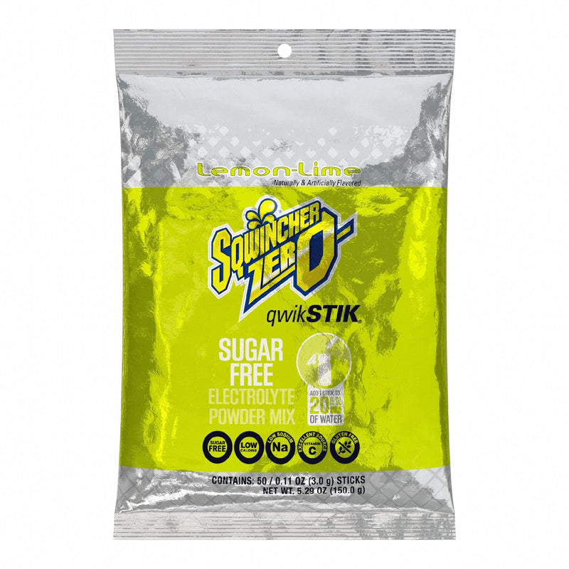 Sqwincher 159060106 Sports Drink Mix, Lemon-Lime, Single-Serve, 20 oz Concentrate Per Pack, Sugar-Free, 50 PK