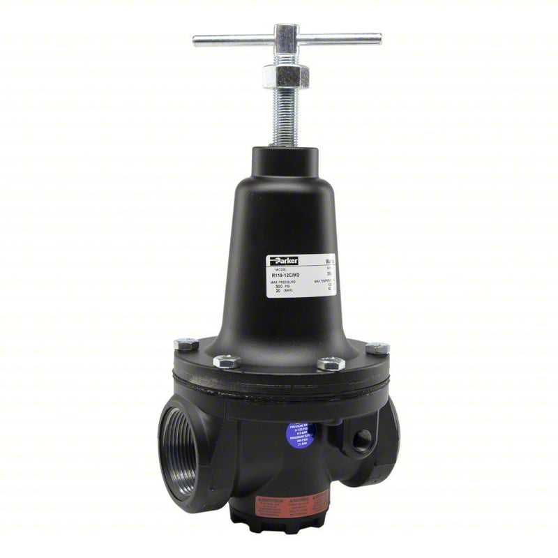 Parker R119-12C/M2 Regulator Zinc, 1 1/2 in NPT, 500 scfm, 2 psig to 125 psig, 300 psig Max Op Pressure