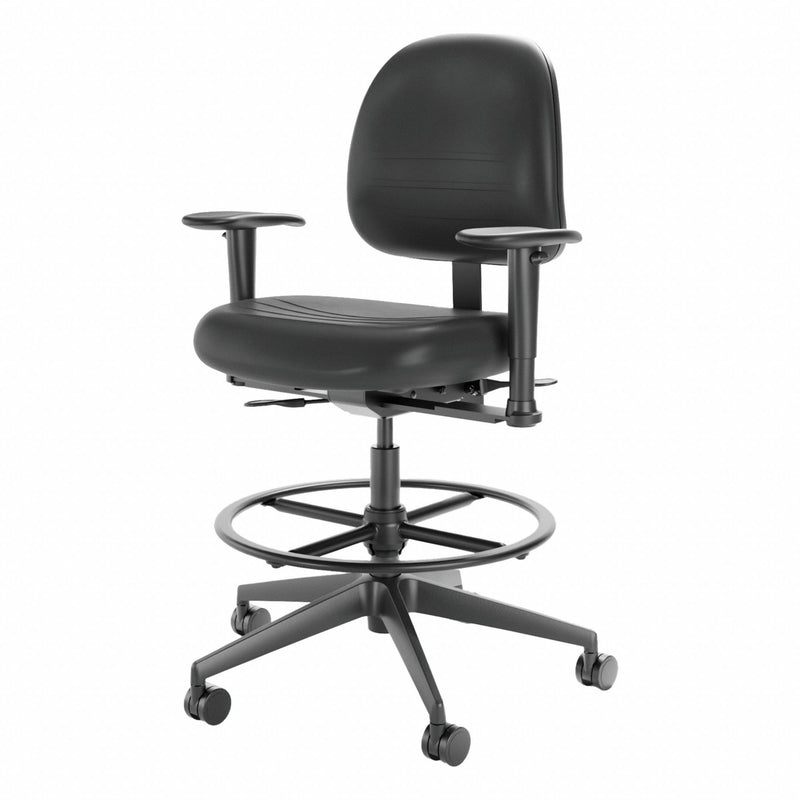 Cramer RPMH2-252-2B Rhino Plus Intensive Task Chair, Adjustable Arms, 350 lb Capacity, 22-3/4 in to 33-1/4 in Seat Ht, Black Polyurethane