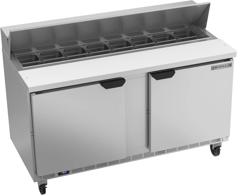 Beverage-Air SPE60HC-16 60" 2 Door Sandwich / Salad Prep Table, (16) 1/6 Size Pans