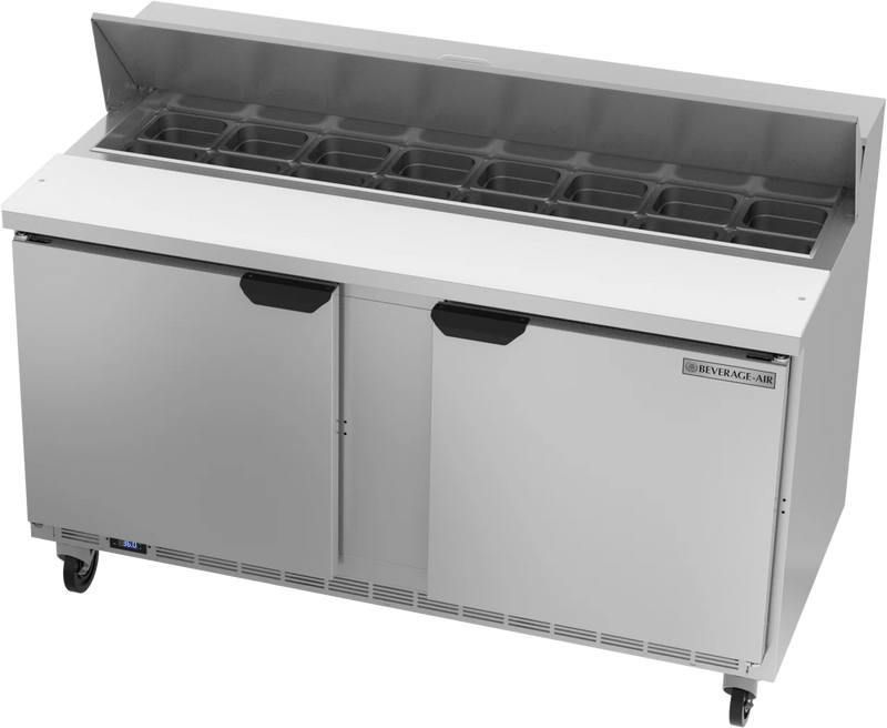 Beverage-Air SPE60HC-16 60" 2 Door Sandwich / Salad Prep Table, (16) 1/6 Size Pans