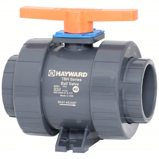 Hayward TBH2250A0SE0000 Manual Two-Way Ball Valve 2 1/2 in, CPVC, Straight, True-Union Socket