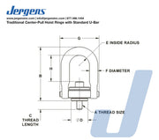 Jergens 23424 Hoist Ring, 8000#, 7/8-9, Center Pull, C=1 1/4