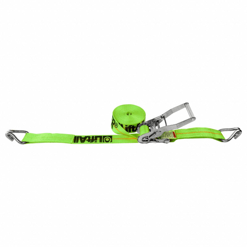 Lift-All TE20495 Tie Down Strap, Ratchet, Wire-Hook, Cut-Resistant Edges, 3 in Wd, 5,000 lb WLL, 30 ft Lg