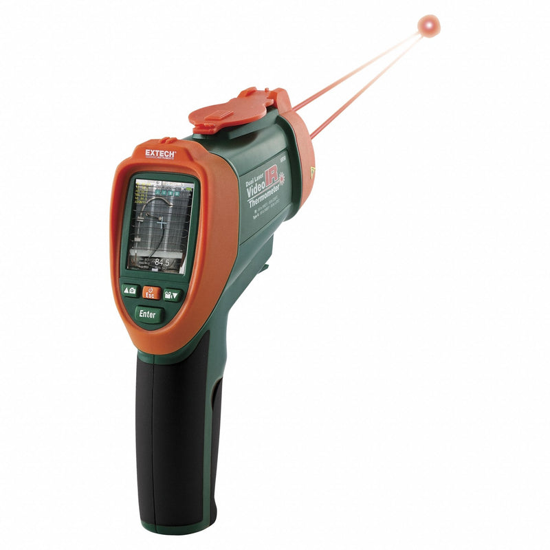 Extech VIR50 Video IR Thermometer, Avg/Difference/Max Temp/Min Temp, Adj @ 0.10 to 1.00, -58°, CE