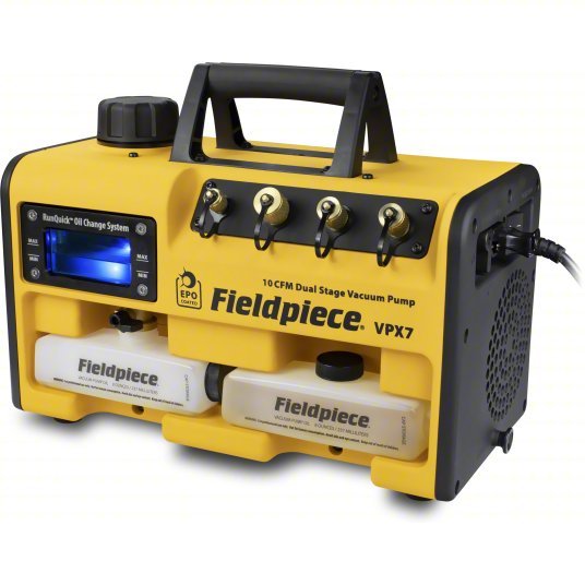 Fieldpiece VPX7 Vacuum Pump 10 cfm, 15 micron Ultimate Vacuum, 120V AC, A2L Compatible, Male, SAE