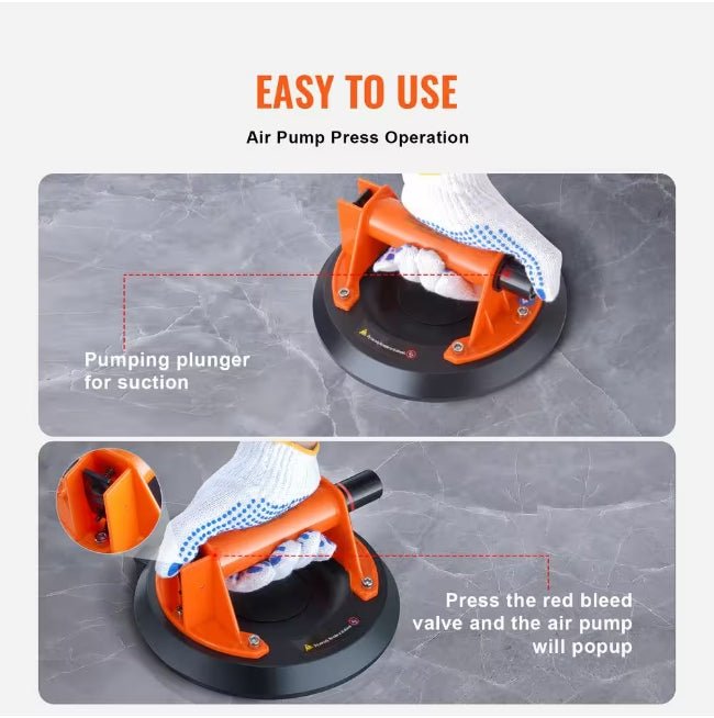 Vevor YXZKXPSL2J8YLA7CMV0 Glass Suction Cup 8 in. Industrial Vacuum Suction Cup 615 lbs. Load Capacity with ABS Handle and Carry Box, 2PK
