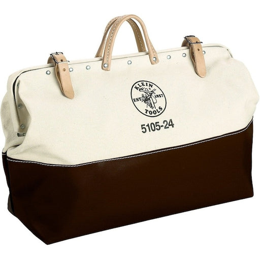 Klein Tools 5105-24 Tool Bag, 24 in W x 6 in D x 15 in H, Brown, Canvas, 1 Pockets, 1 Inside Pockets, Canvas