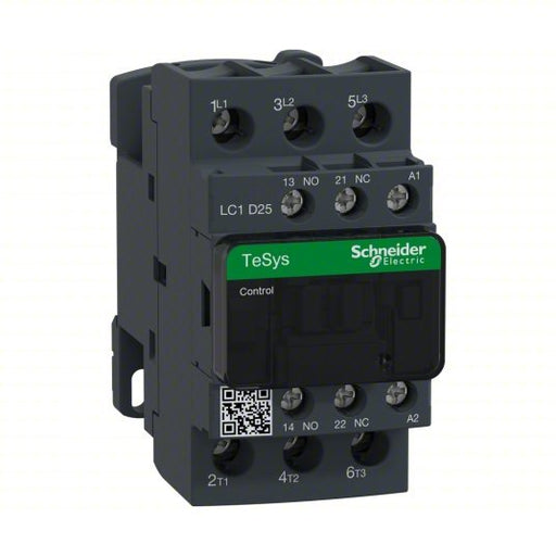 Schneider LC1D25G7 IEC Magnetic Contactor Non-Reversing, 3 Poles, 25 A, 120V AC Coil, 1NO/1NC