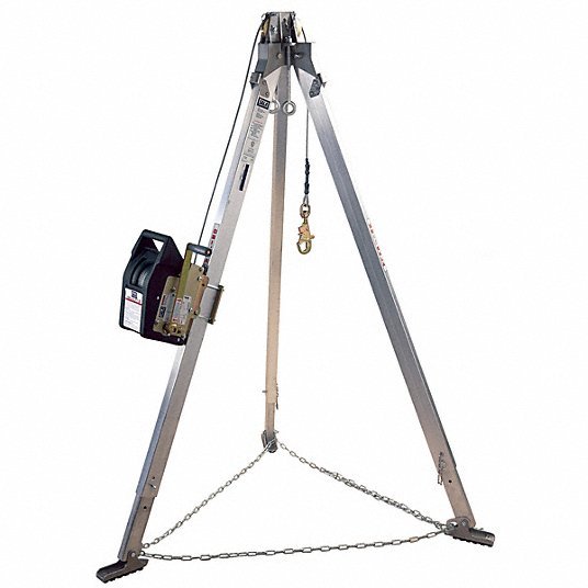 3M DBI-Sala 8301080 Confined Space Aluminum Tripod 7 ft to 7 ft Ht, 60 ft Cable Lg, Steel, Includes Winch