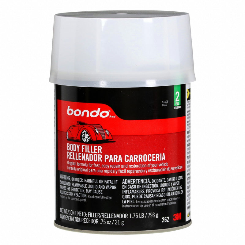 Bondo OR-QT-ES Body Filler, Polyester, Pink, Concrete/Fiberglass/Metal/Wood, 3 min Working Time, Can