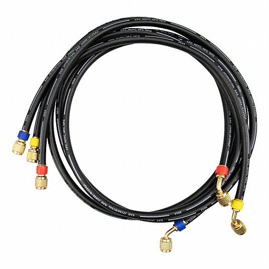Testo 0554 2113 Hose Set 5 ft Lg, 45° Angle, Black/Blue/Red/Yellow, Rubber, 3 Hoses, Ball Valve