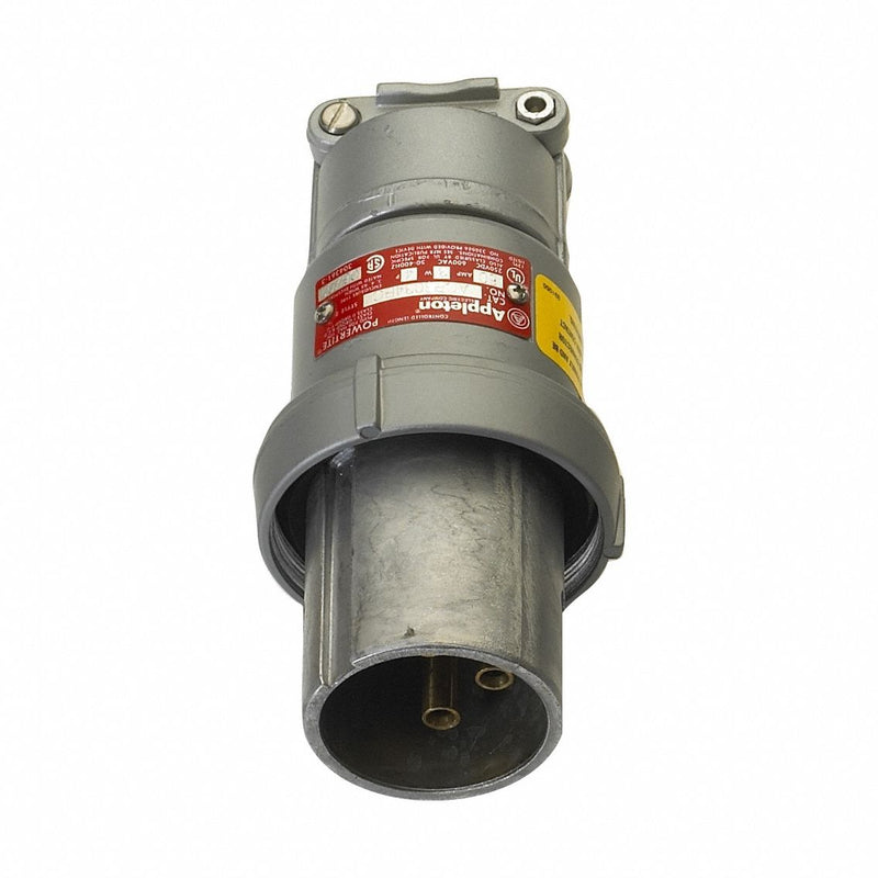 Appleton Electric ACP3034BCRS Pin & Sleeve Plug, 30A, 4-Pole 3-Wire, 600V AC 3-Phase, Gray, NEMA 4X
