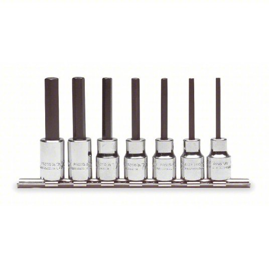 Proto J4900-7C Socket Bit Set 3/8 in Drive Size, 7 Pieces, 1/8 in to 3/8 in Range of Tip Sizes, SAE